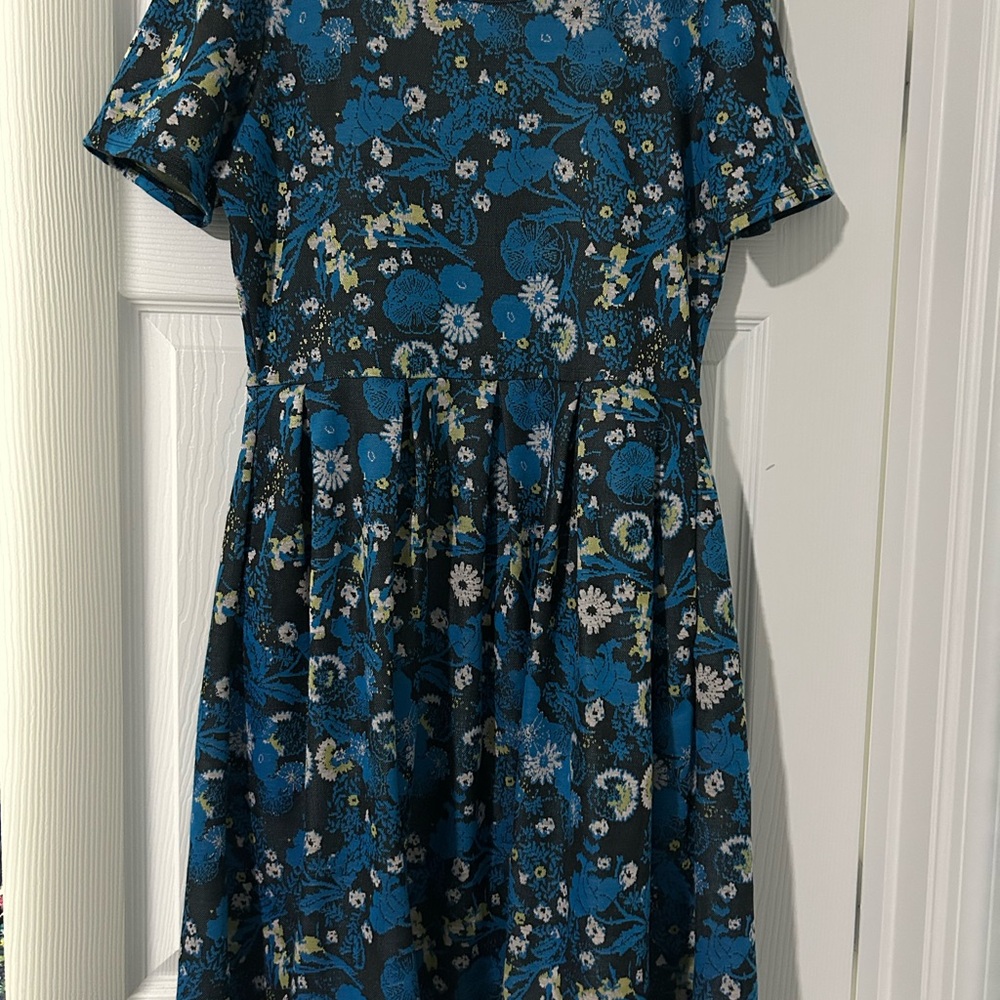 LuLaRoe Floral Blue and Black Dress